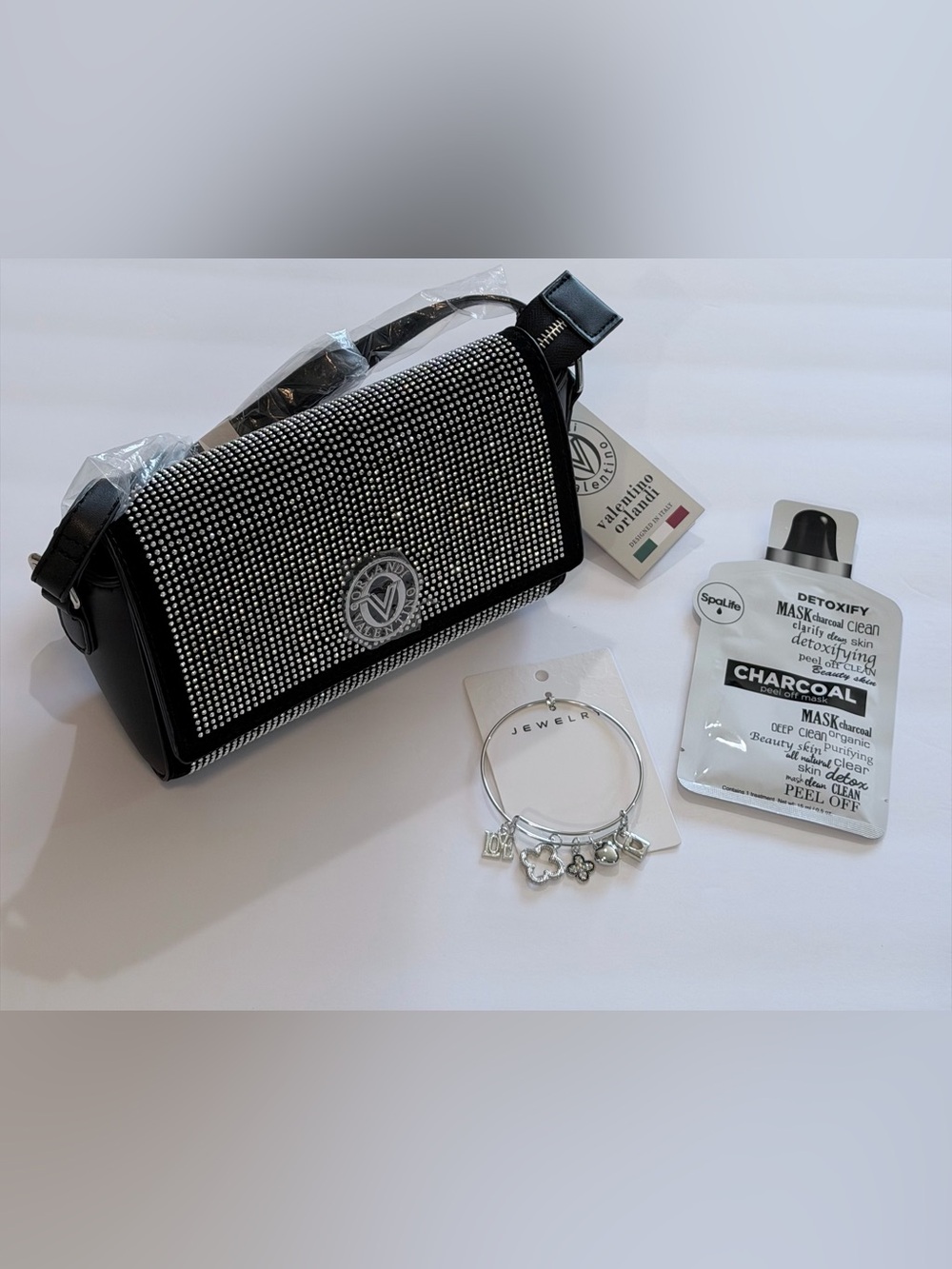 Valentino Orlandi Black Crystal-Embellished Crossbody Bag &more